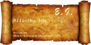 Biliczky Ida névjegykártya